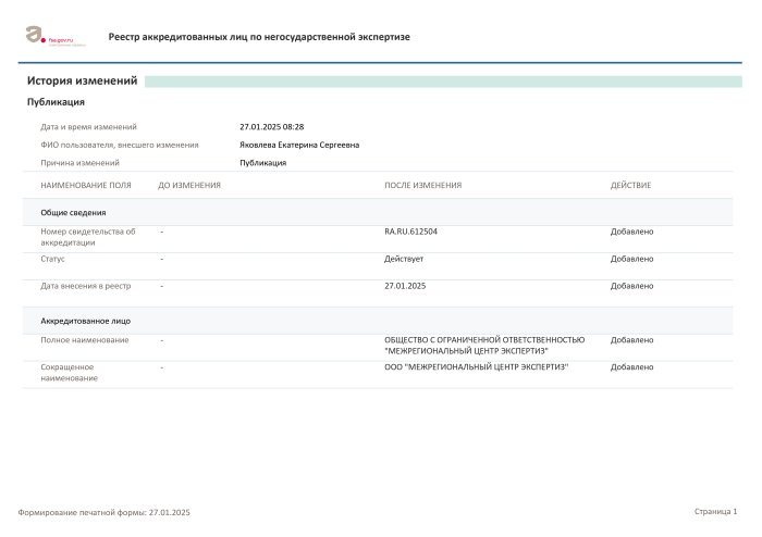 Аккредитация на право проведения негосударственной экспертизы результатов инженерных изысканий, выданное Федеральной службой по аккредитации № RA.RU.612504 от 27.01.2025. страница 3